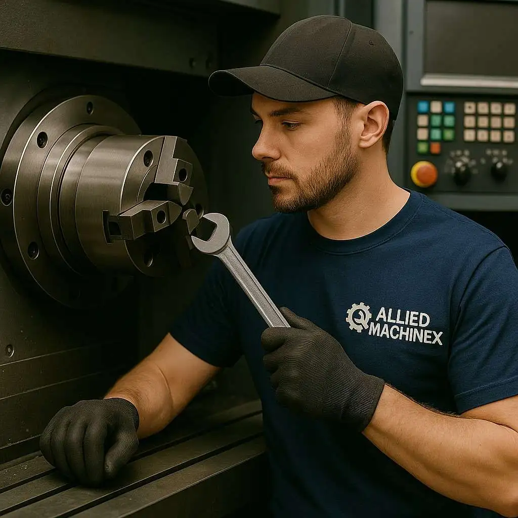 Allied MachineX industrial machine repair services offering precision diagnostics and complete equipment restoration — call +1 844-763-1748.